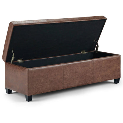 Avalon storage ottoman bench brown leather with black interior by Unique Piece Furniture on Tampa Home & Garden Store