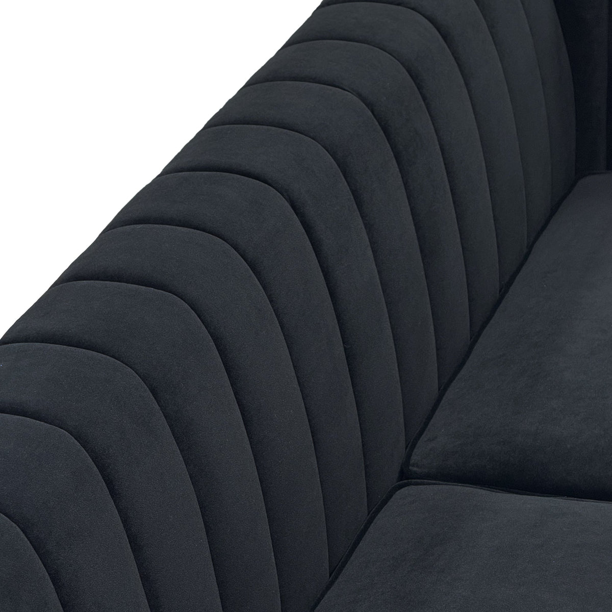 Designer Black Velvet Two Piece Sofa Set