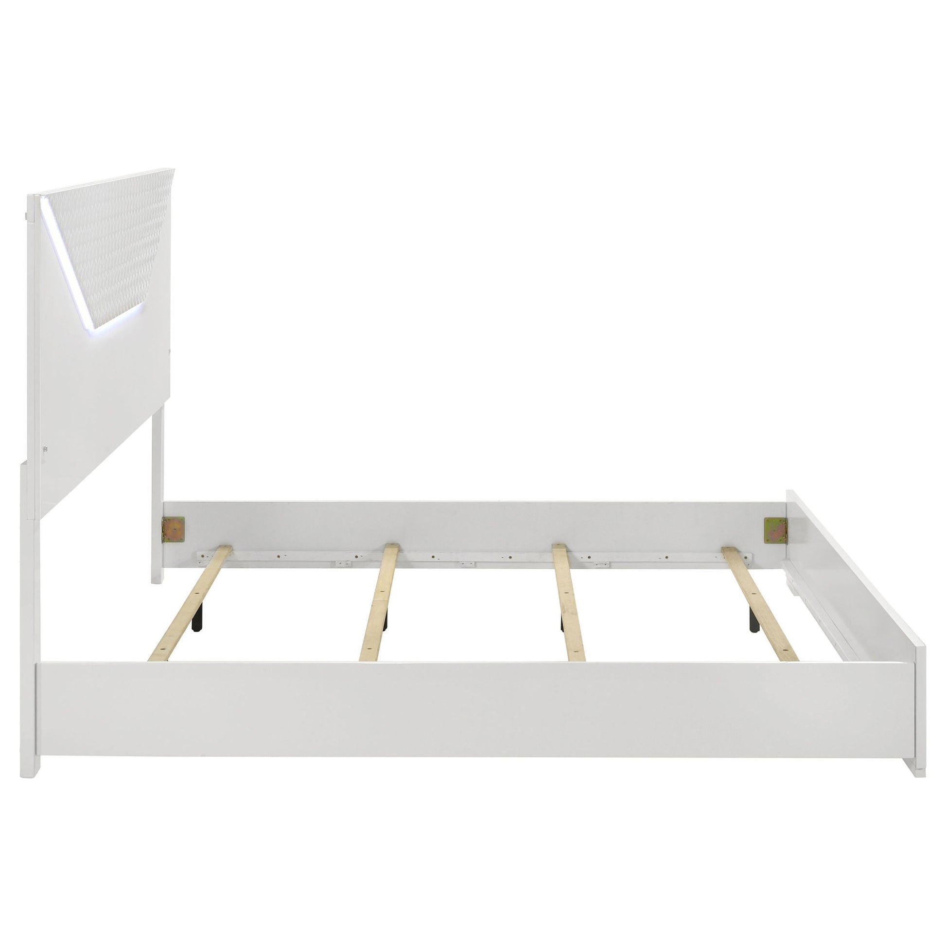 Pierce Panel Bed LED Headboard in white with lit edge by HouseOfZazla on Tampa Home & Garden Store