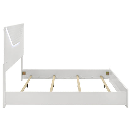 Pierce Panel Bed LED Headboard in white with lit edge by HouseOfZazla on Tampa Home & Garden Store