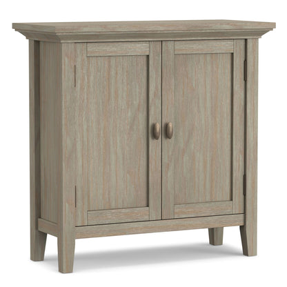 Redmond handcrafted low storage cabinet by HouseOfZazla in graywashed wood with two doors on Tampa Home & Garden Store