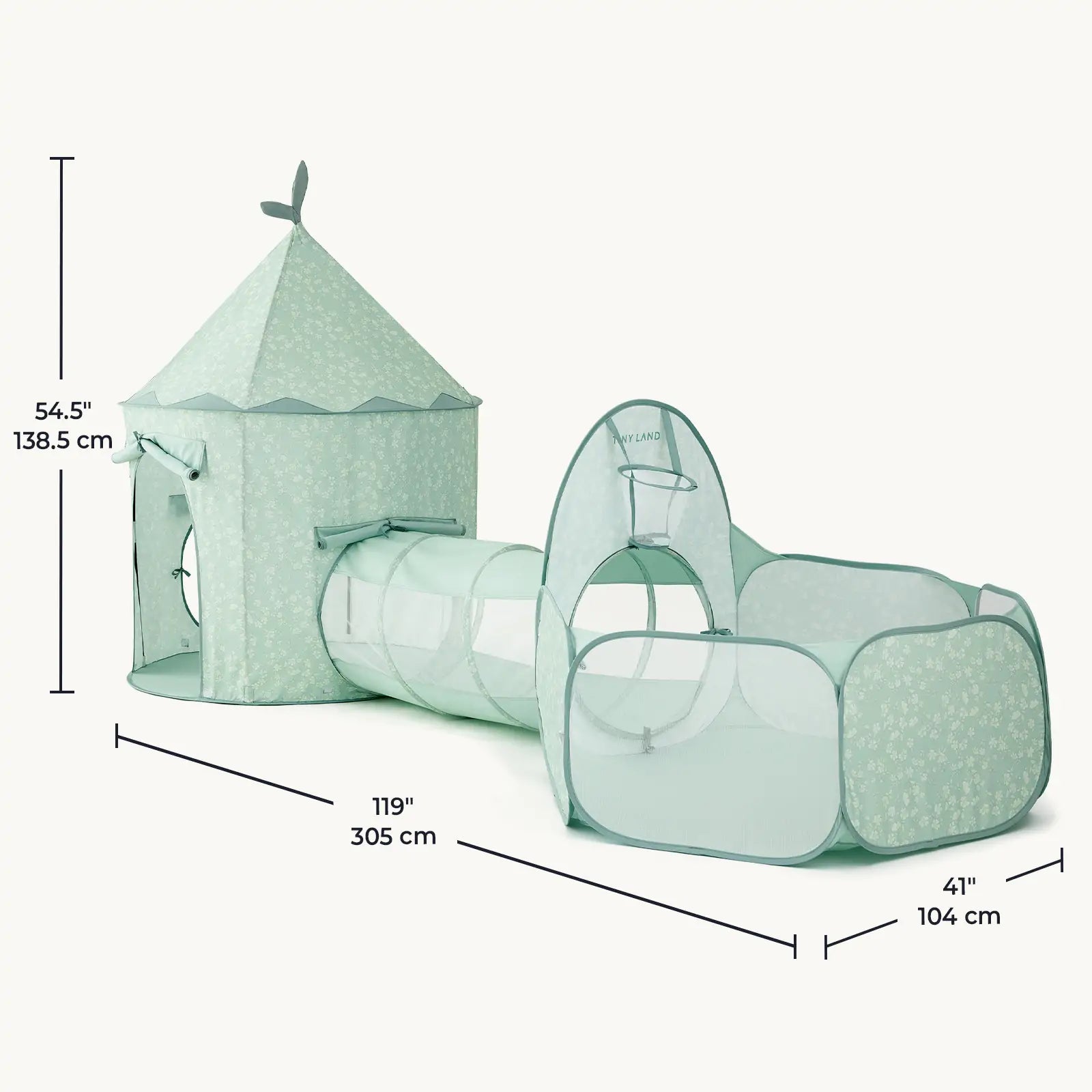 Tiny Land Compact Adventure 3-in-1 Play Tunnel mint green fabric play tent and tunnel set no balls on Tampa Home & Garden Store