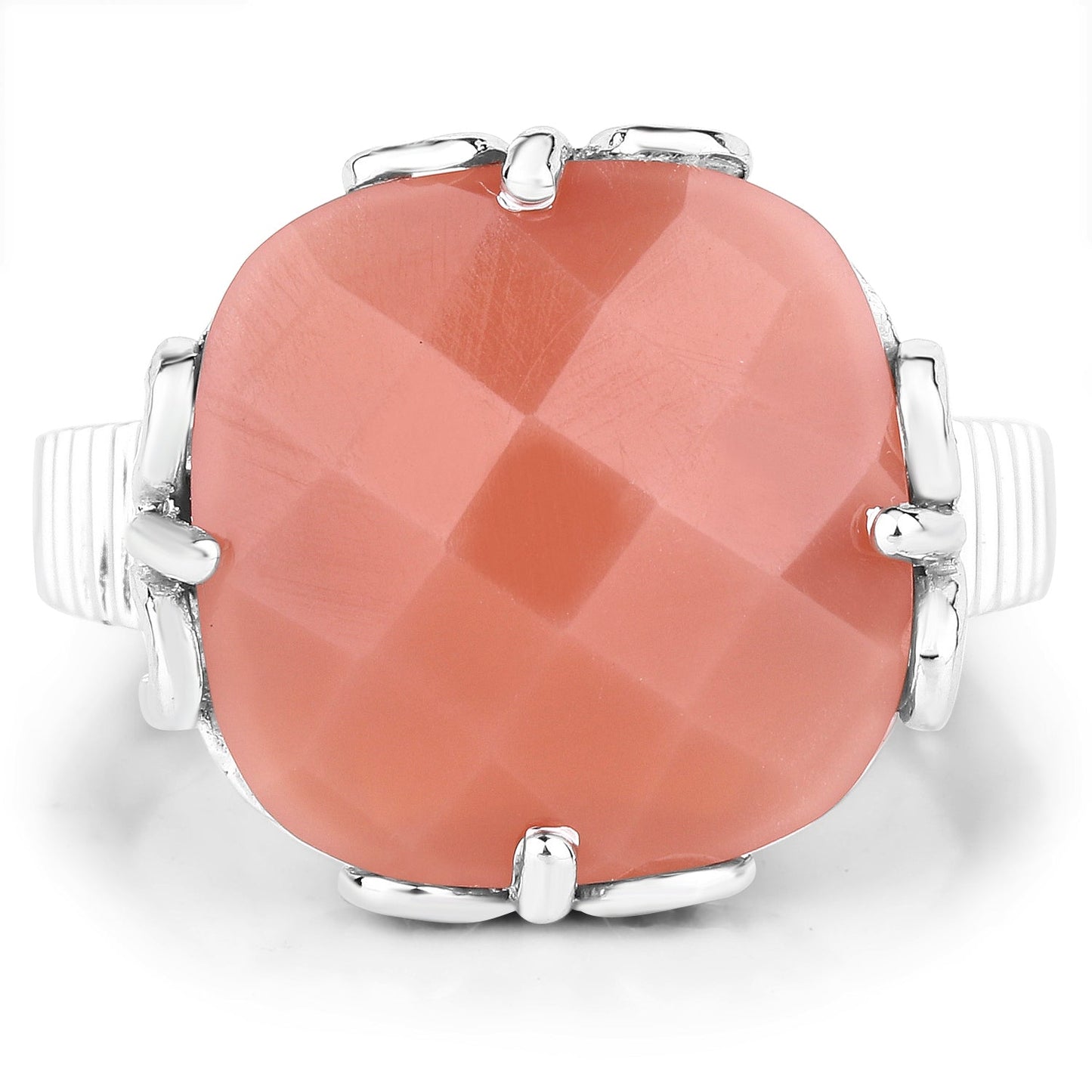 12.75ct peach moonstone ring in .925 sterling silver with prong setting on Tampa Home & Garden Store