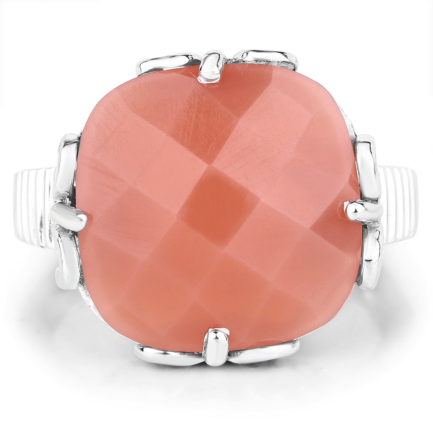 12.75ct peach moonstone ring in .925 sterling silver with prong setting on Tampa Home & Garden Store