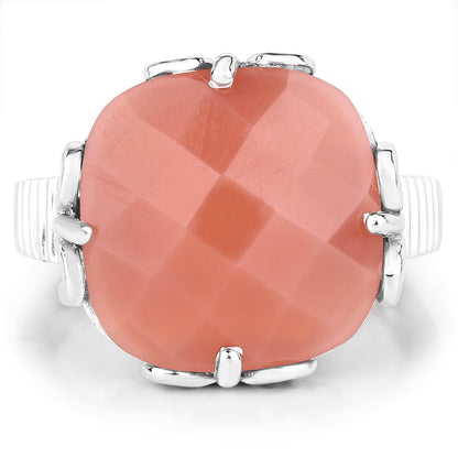 12.75ct peach moonstone ring in .925 sterling silver with prong setting on Tampa Home & Garden Store
