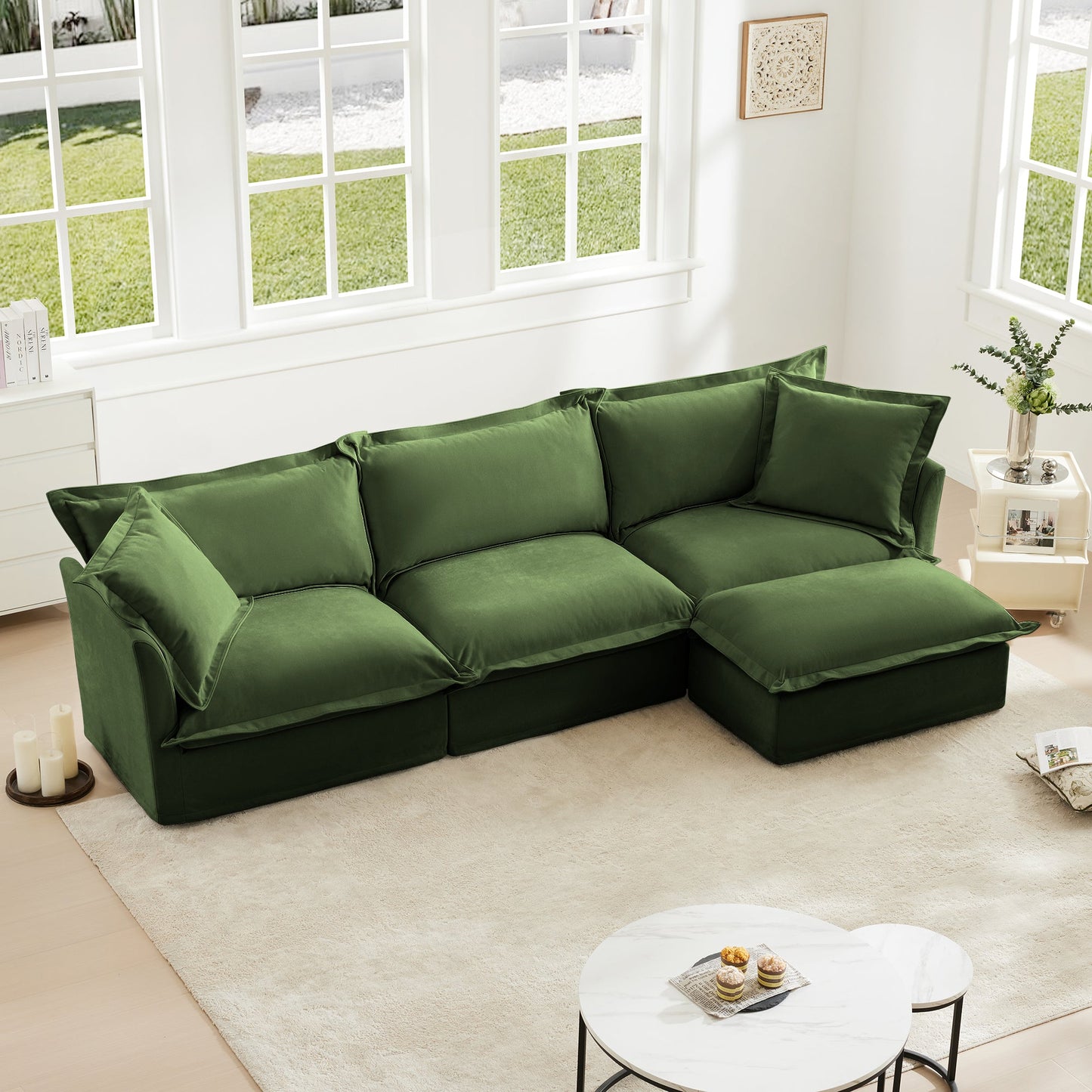 A New Chenille Sectional Sofa and Soft Backrests