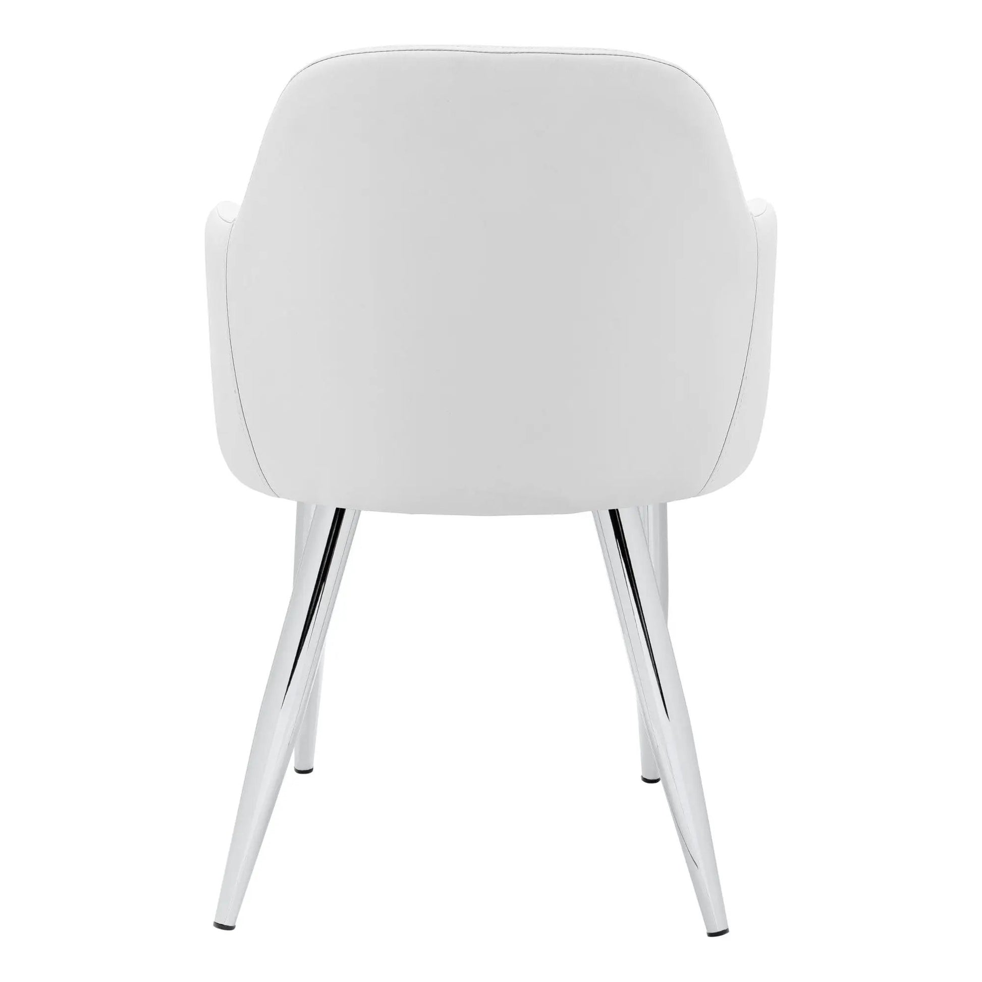 Dining Side Chair set of 2, upholstered white with curved back and chrome legs on Tampa Home & Garden Store