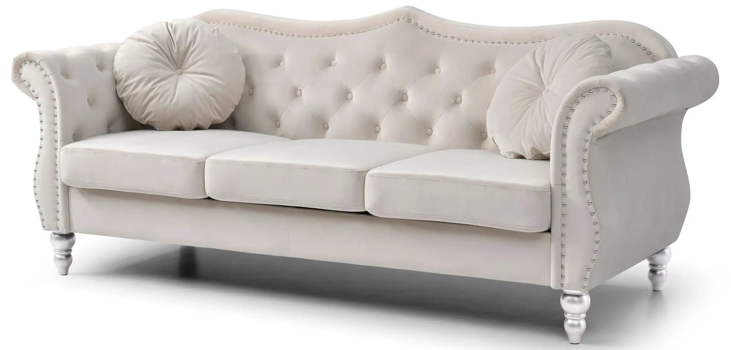 Hollywood Sofa with Glam Tufted Nailhead Trim