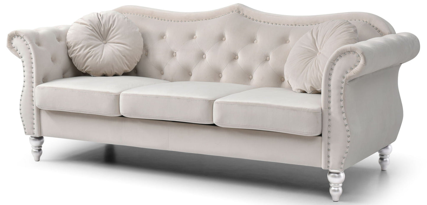 Hollywood Glam Sofa and Tufted Nailhead Trim