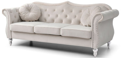 Hollywood Glam Sofa and Tufted Nailhead Trim