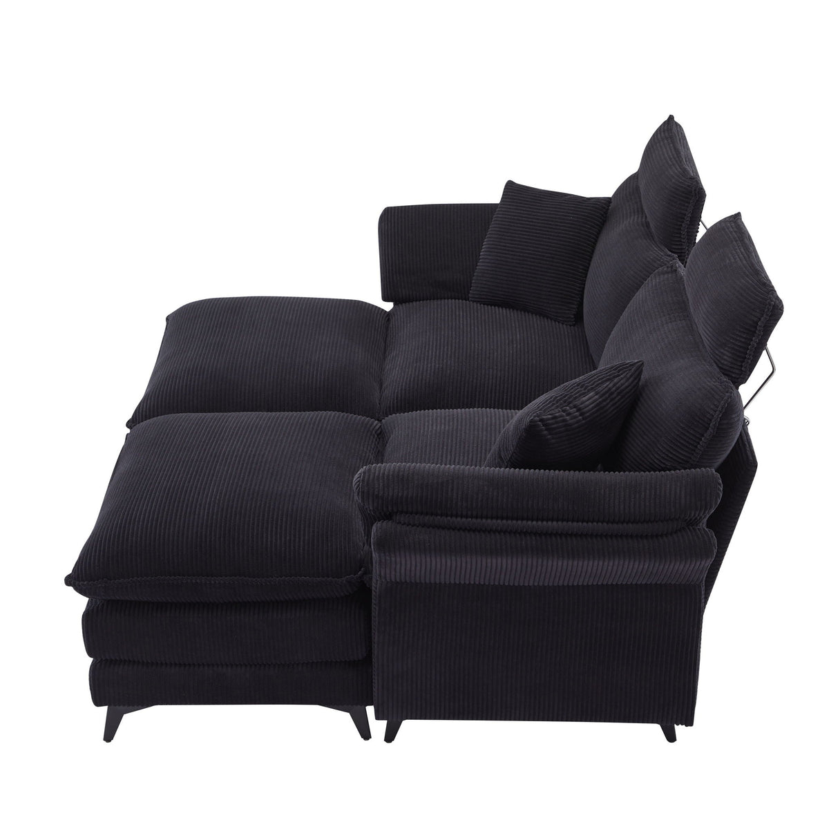 Modern deep-seat sectional sofa with ottoman in charcoal corduroy and plush cushions on Tampa Home & Garden Store