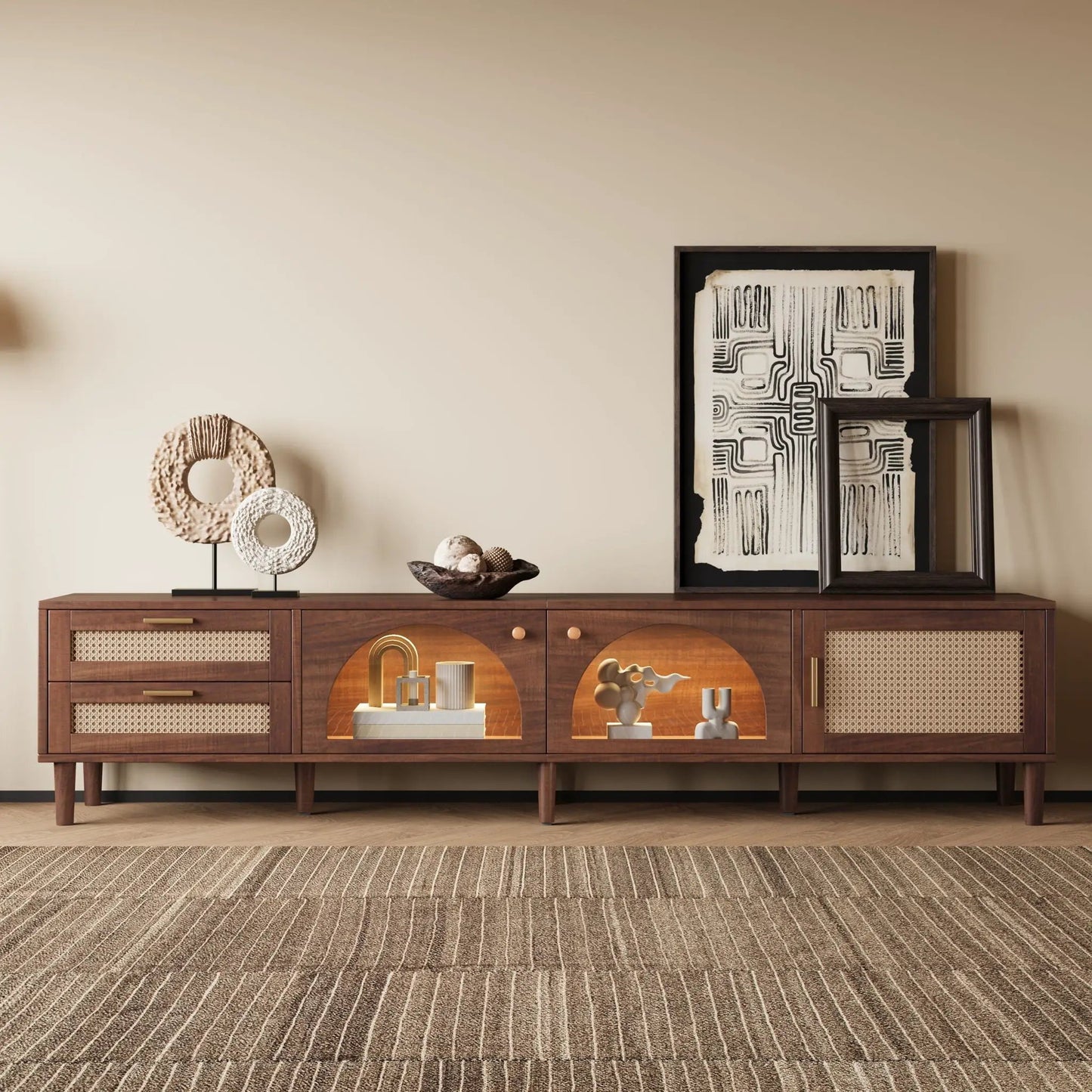 TV Stand With App LED Lights and Door Storage