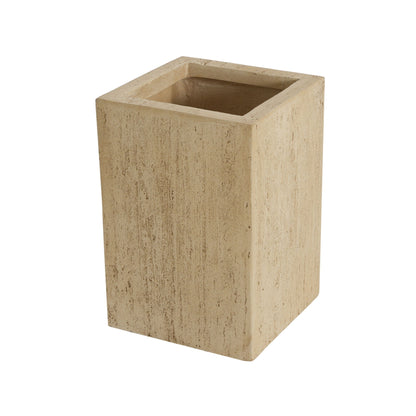 Modern outdoor planter beige square stone-textured with open top on Tampa Home & Garden Store
