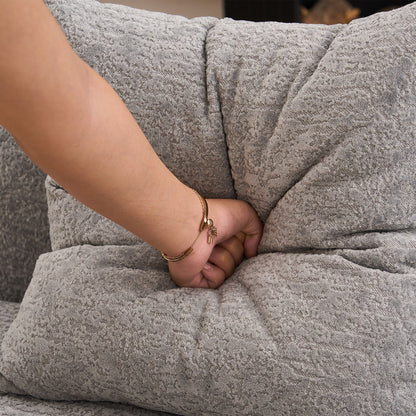 4 Seater fabric sofa close-up in gray textured upholstery on Tampa Home & Garden Store