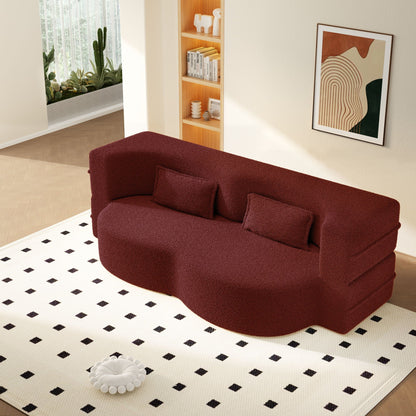 Modern Floor Sleeper Sofa Bed And Two Pillows