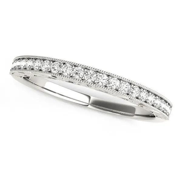 14k white gold milgrain bordered diamond wedding band, 1/6 cttw, Bids.com on Tampa Home & Garden Store