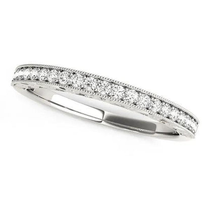 14k white gold milgrain bordered diamond wedding band, 1/6 cttw, Bids.com on Tampa Home & Garden Store