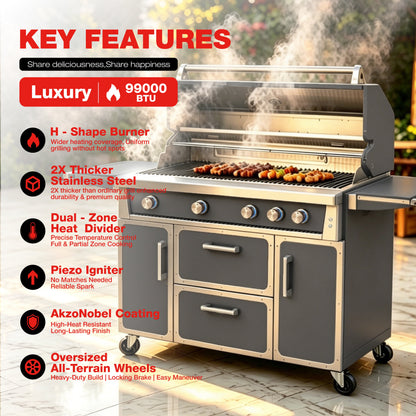 Navratil Premium 49-inch stainless steel BBQ grill by HouseOfZazla for outdoor cooking on Tampa Home & Garden Store