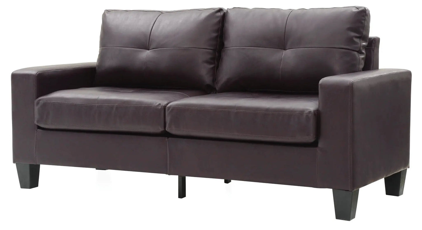 Newbury Modular Sofa Modern dark brown leather two-seat with black legs on Tampa Store on Tampa Home & Garden Store