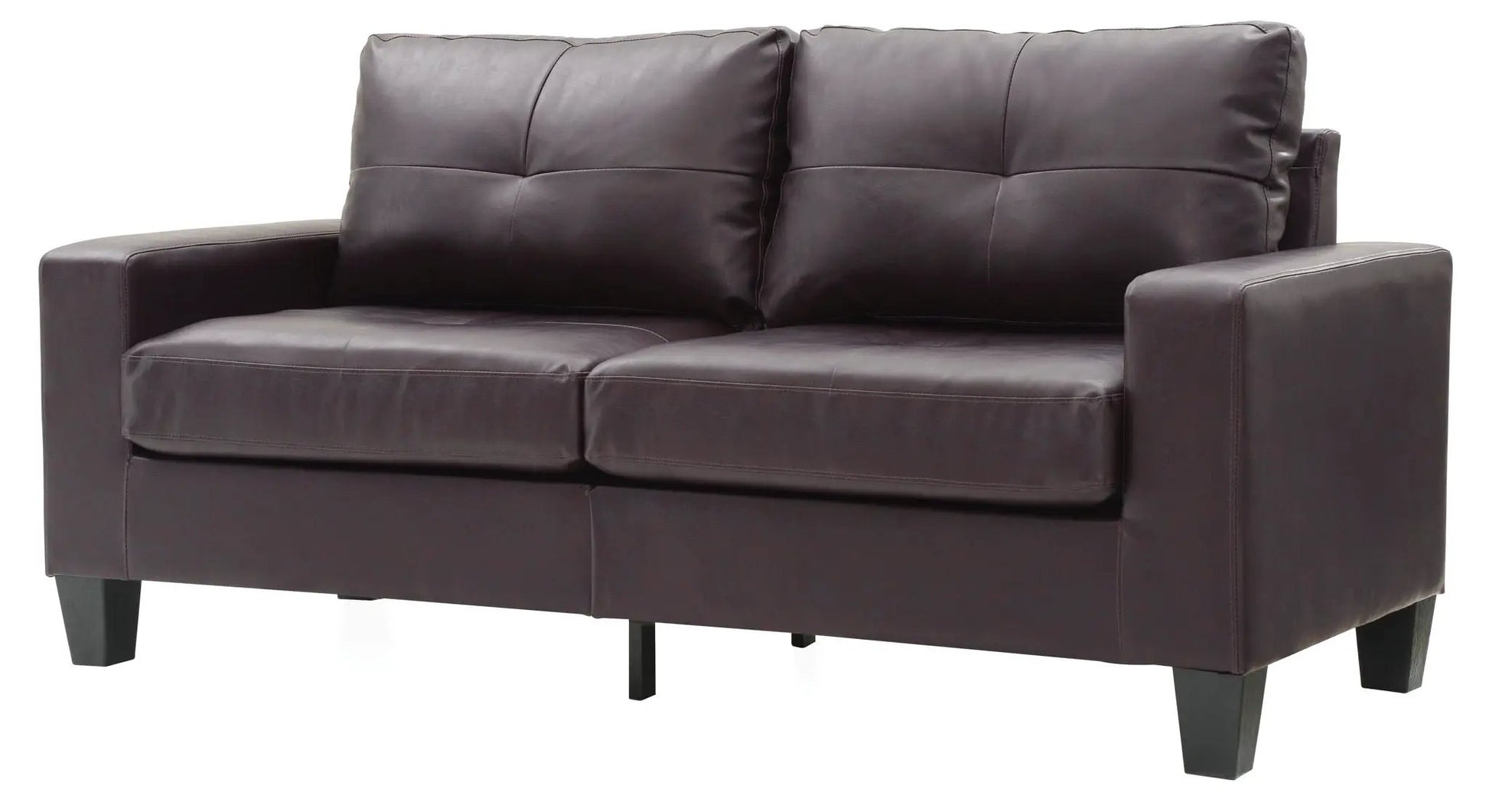 Newbury Modular Sofa Modern dark brown leather two-seat with black legs on Tampa Store on Tampa Home & Garden Store