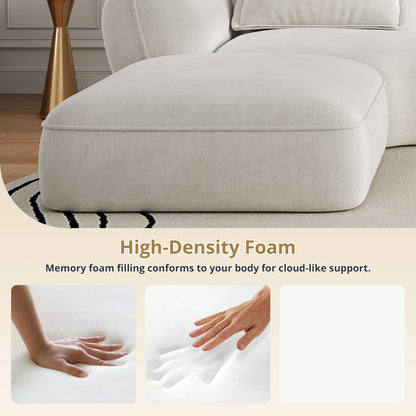 122in Modern L-Shaped Sectional Sofa with Chaise Lounge in white fabric by HouseOfZazla on Tampa Home & Garden Store
