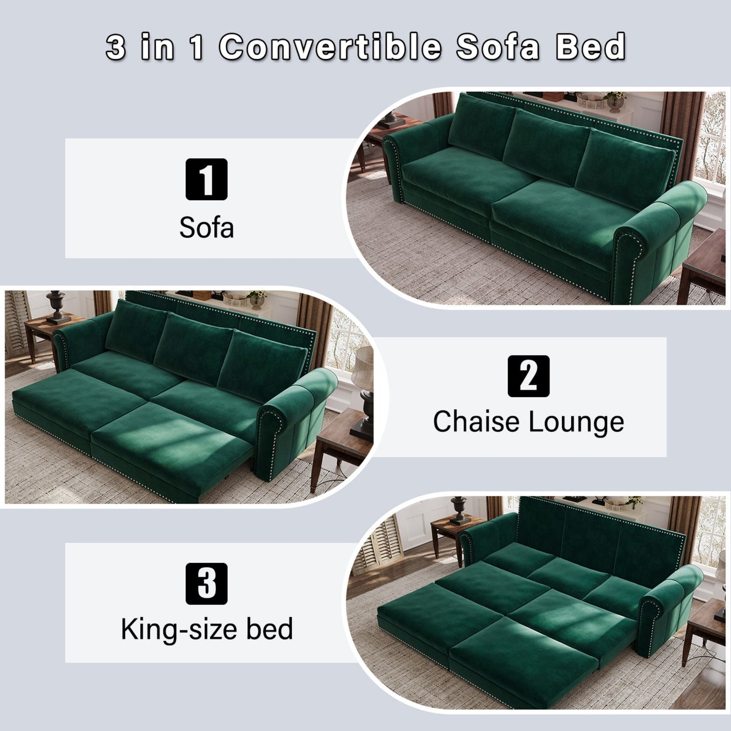 3 In 1 Convertible Sleeper and King Lounger