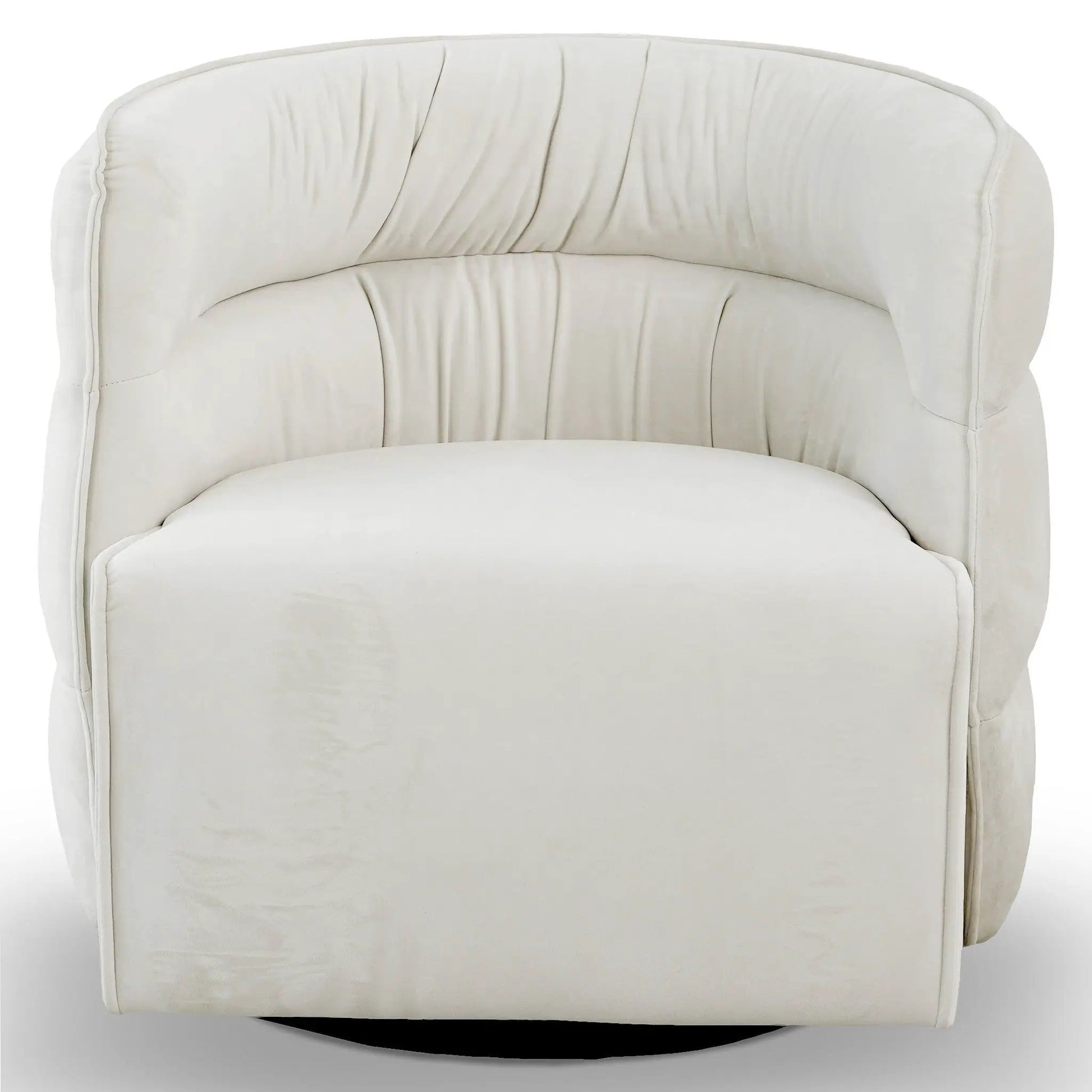 Walden Swivel Chair upholstery with curved back and plush cushions by Unique Piece Furniture on Tampa Home & Garden Store