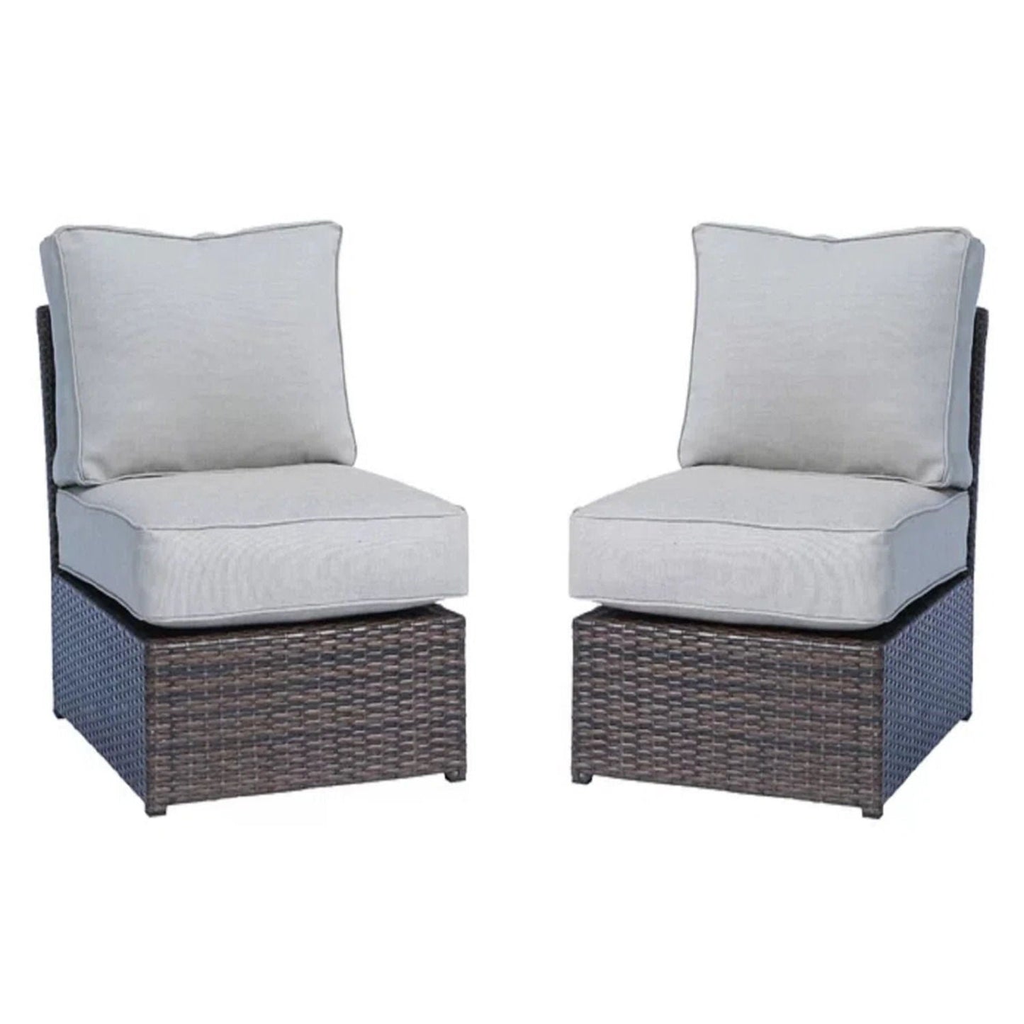 2-piece modern wicker outdoor seating set with gray cushions on Tampa Home & Garden Store