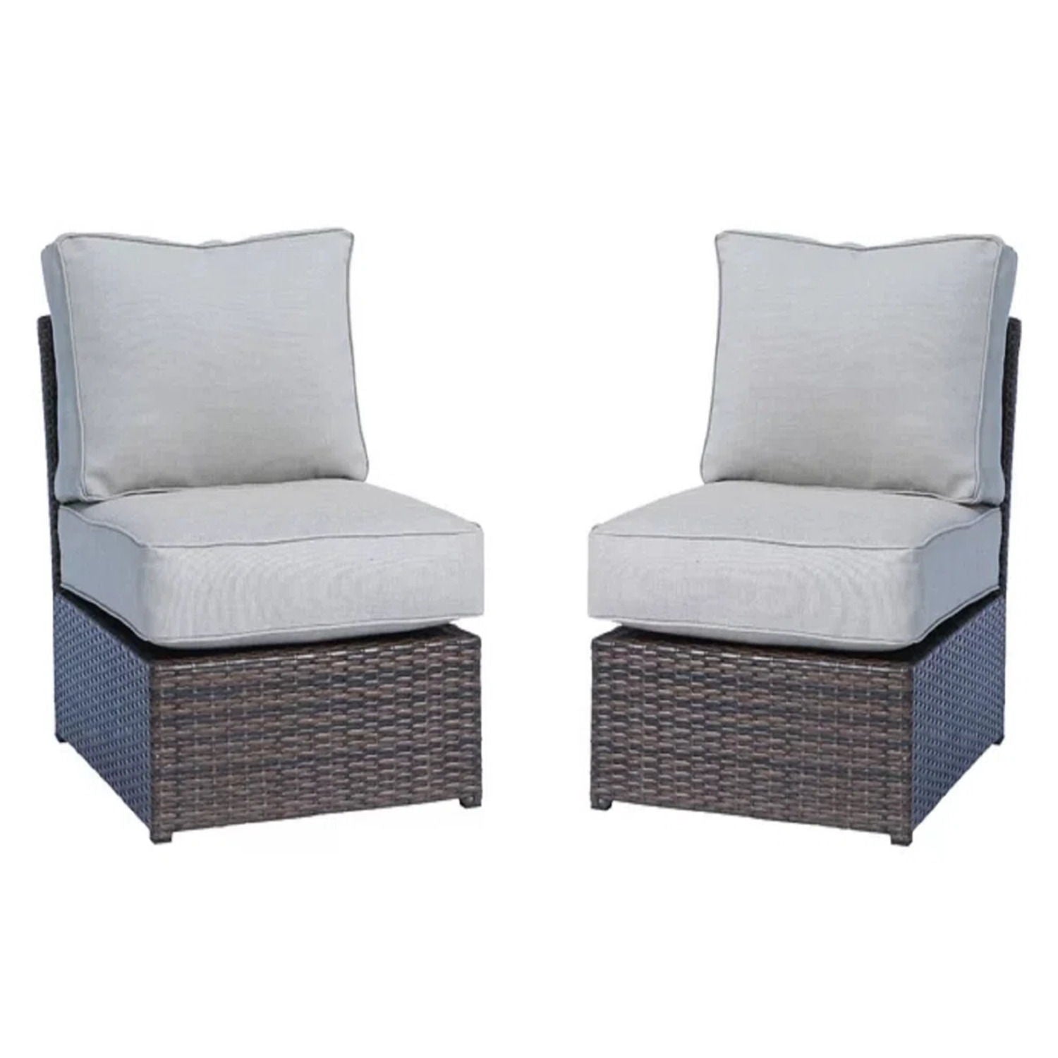 2-piece modern wicker outdoor seating set with gray cushions on Tampa Home & Garden Store
