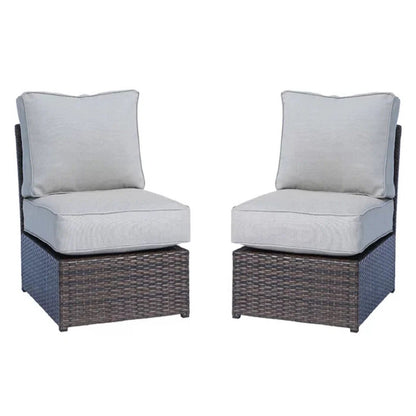 2-piece modern wicker outdoor seating set with gray cushions on Tampa Home & Garden Store