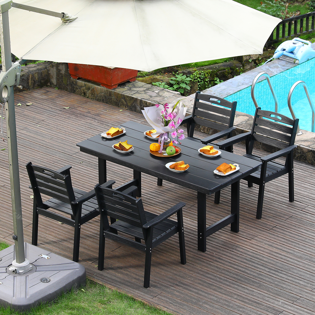 HDPE Patio Dining Set and Four Outdoor Chairs