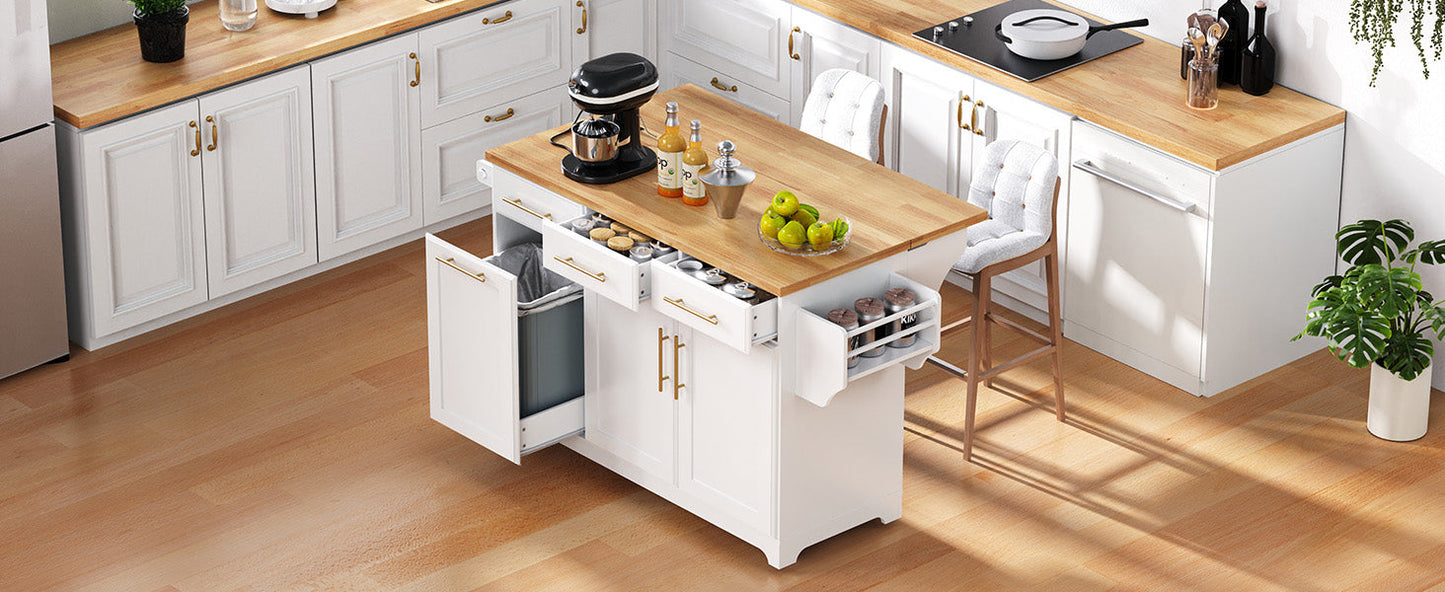 Rolling Kitchen Island With Vintage White Drawers