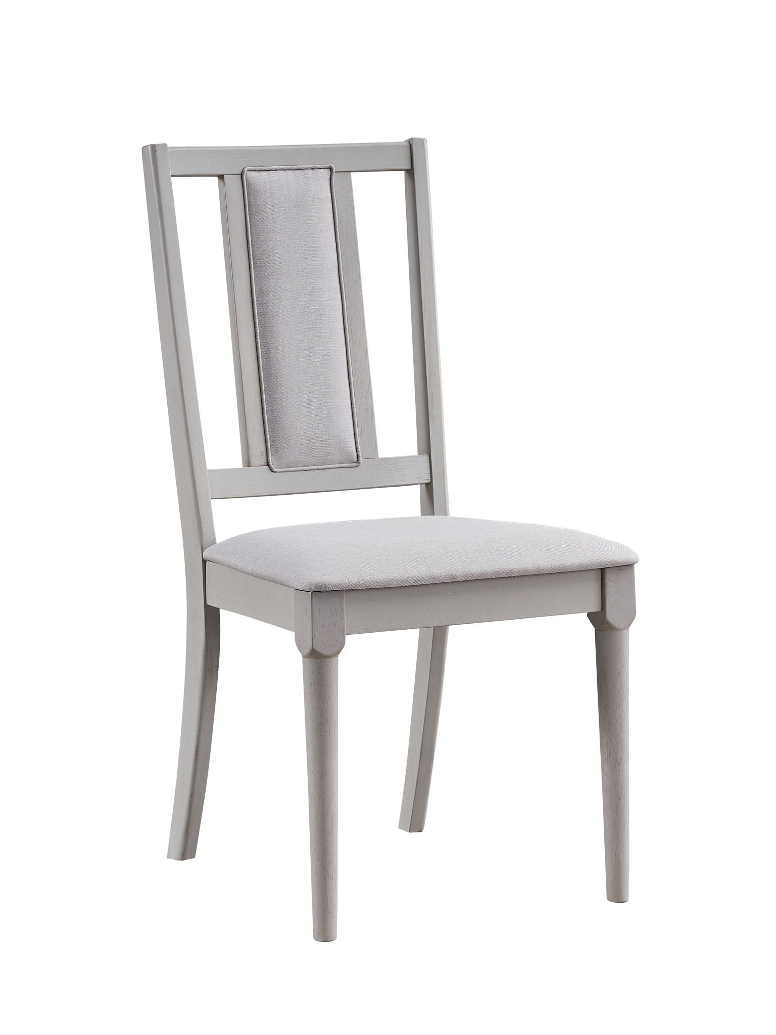 Marta Side Chair set of 2 beige fabric seats with padded backrest on gray wood frame on Tampa Home & Garden Store