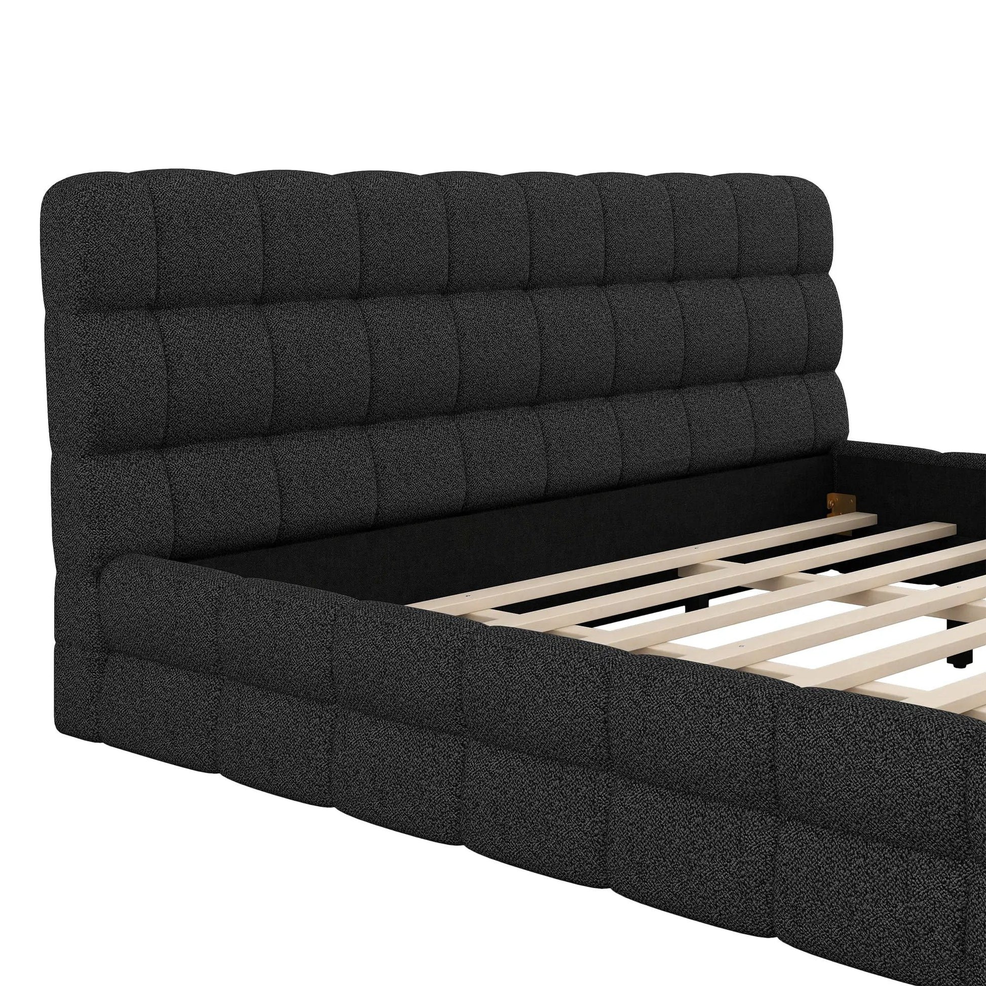 Upholstered Platform Bed With Headboard in charcoal fabric by Unique Piece Furniture slats on Tampa Home & Garden Store