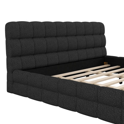 Upholstered Platform Bed With Headboard in charcoal fabric by Unique Piece Furniture slats on Tampa Home & Garden Store