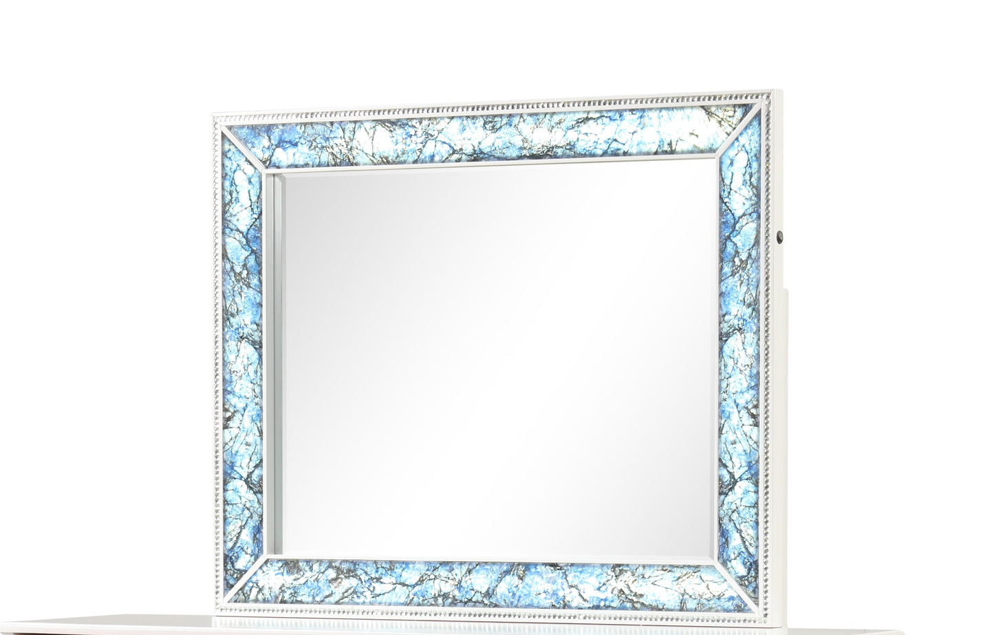 Laguna Modern Style 4 Pc Queen Bedroom Set mirror with blue mosaic frame on Tampa Home & Garden Store
