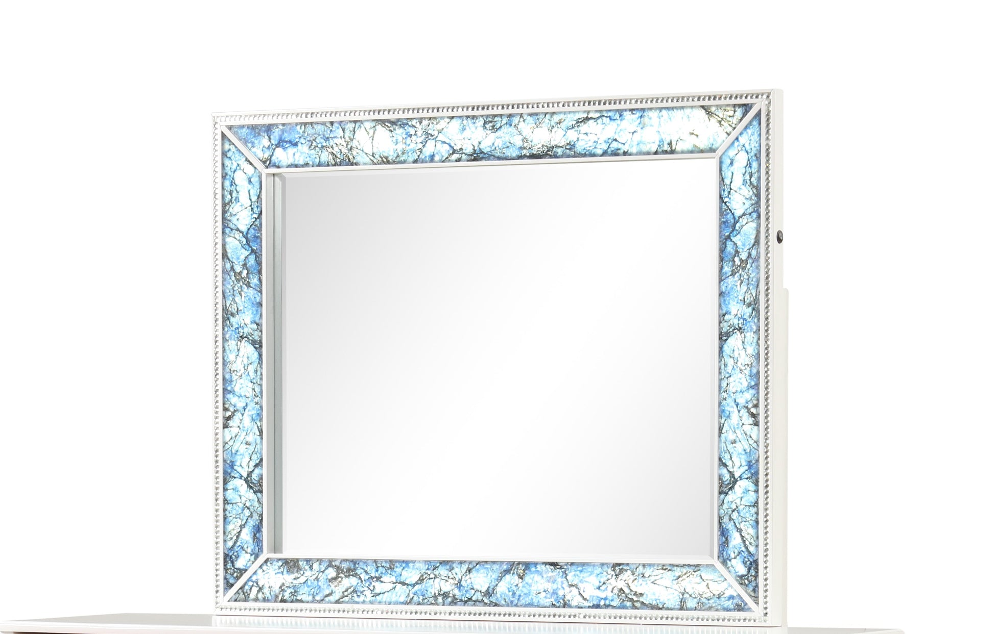 Laguna Modern Style 4 Pc Queen Bedroom Set mirror with blue mosaic frame on Tampa Home & Garden Store
