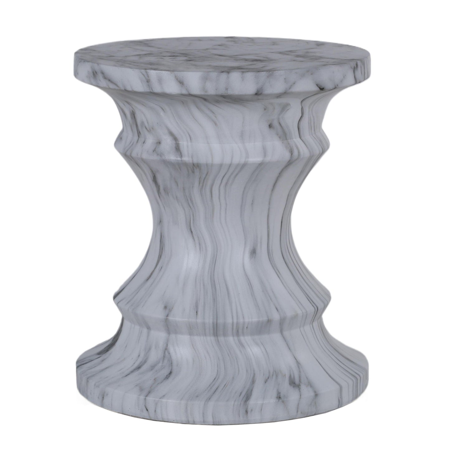 Geometric Faux Marble Round Table and Stand
