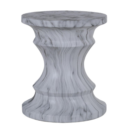 Geometric Faux Marble Round Table and Stand