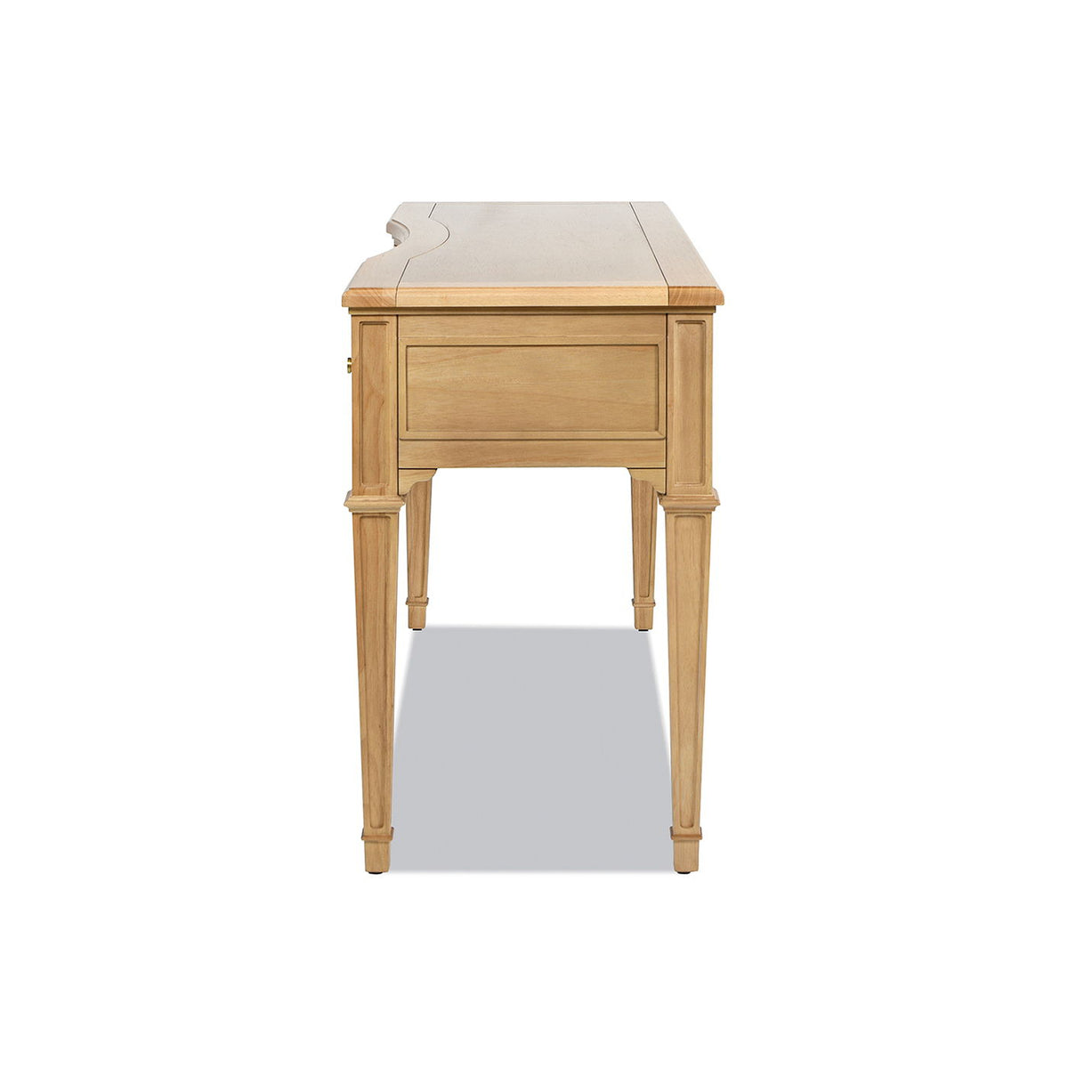 Dauphin 3-Drawer Executive Desk in light wood finish with tapered legs and soft-close drawers on Tampa Home & Garden Store