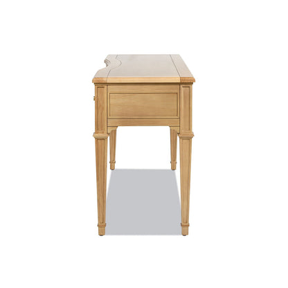 Dauphin 3-Drawer Executive Desk in light wood finish with tapered legs and soft-close drawers on Tampa Home & Garden Store