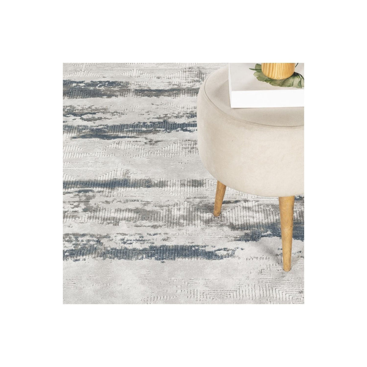 Elegant Gray and Ivory Geometric Area Rug by HouseOfZazla, modern distressed pattern on Tampa Home & Garden Store