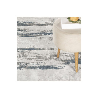 Elegant Gray and Ivory Geometric Area Rug by HouseOfZazla, modern distressed pattern on Tampa Home & Garden Store