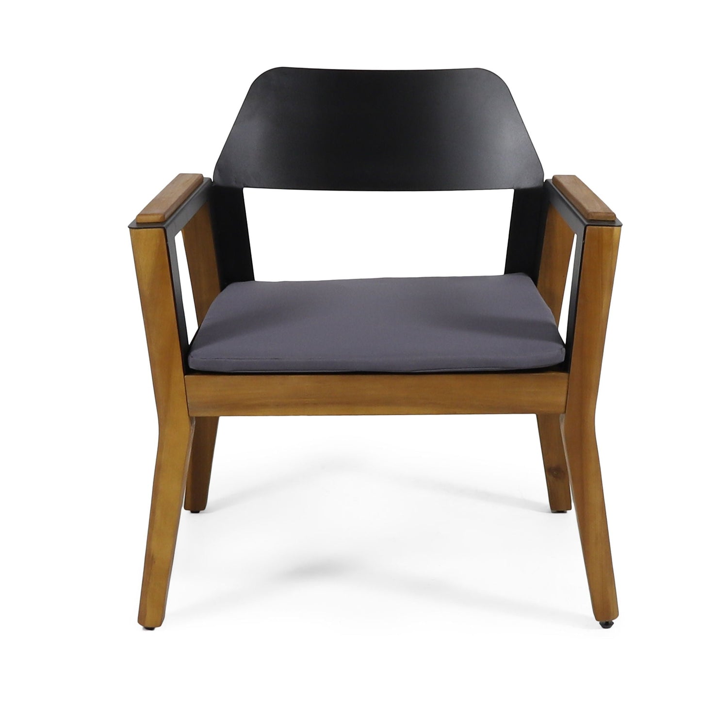 Soho Transitional Style Outdoor Club Chair Set of 2 with teak wood frames and charcoal cushions on Tampa Home & Garden Store