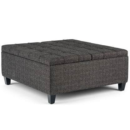 Harrison Tufted Lift Top Storage Ottoman charcoal gray textured fabric with tufted lid on Tampa Home & Garden Store