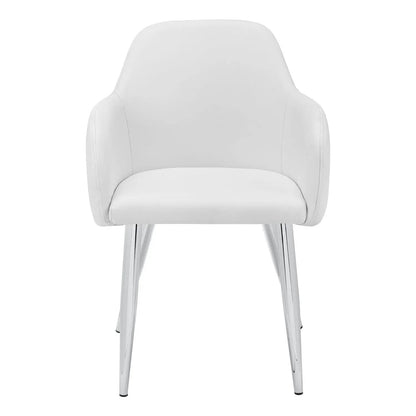 Dining Side Chair upholstered in white with chrome legs by Unique Piece Furniture on Tampa Home & Garden Store