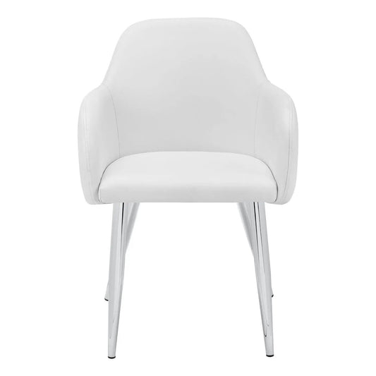 Dining Side Chair upholstered in white with chrome legs by Unique Piece Furniture on Tampa Home & Garden Store
