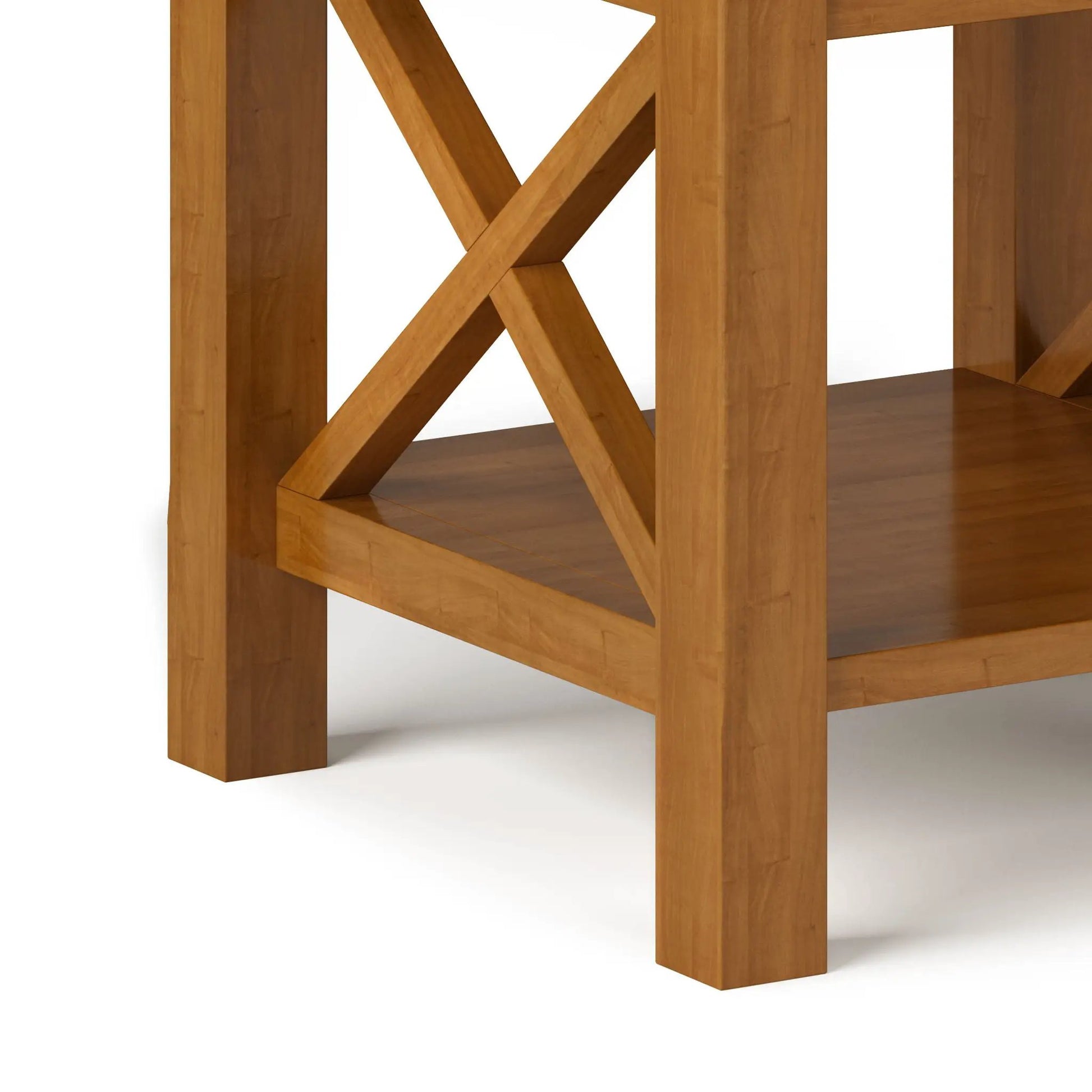 Kitchener Handcrafted Console Table with warm oak finish and X-brace legs on Tampa Home & Garden Store