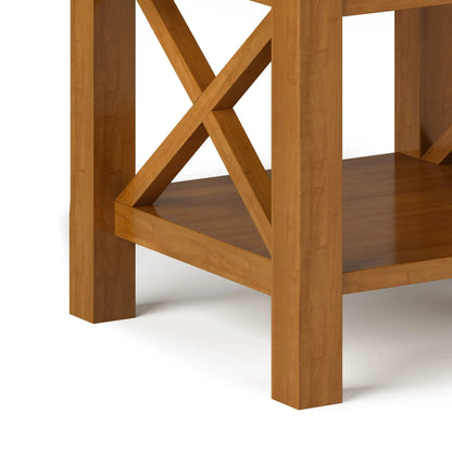 Kitchener Handcrafted Console Table with warm oak finish and X-brace legs on Tampa Home & Garden Store