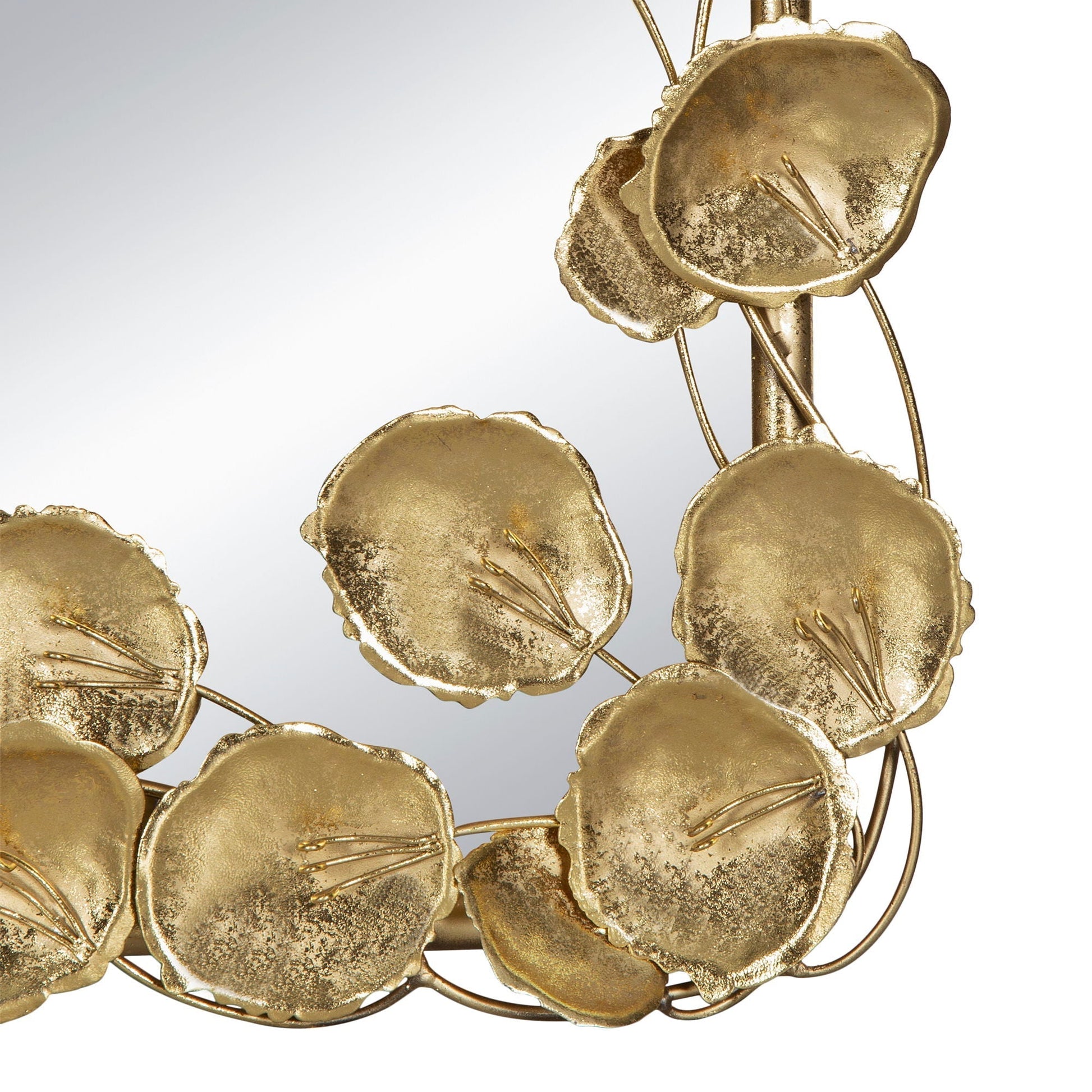 Full Length Mirror with Gold Leaf Accents, gold floral metal frame, HouseOfZazla floor mirror on Tampa Home & Garden Store